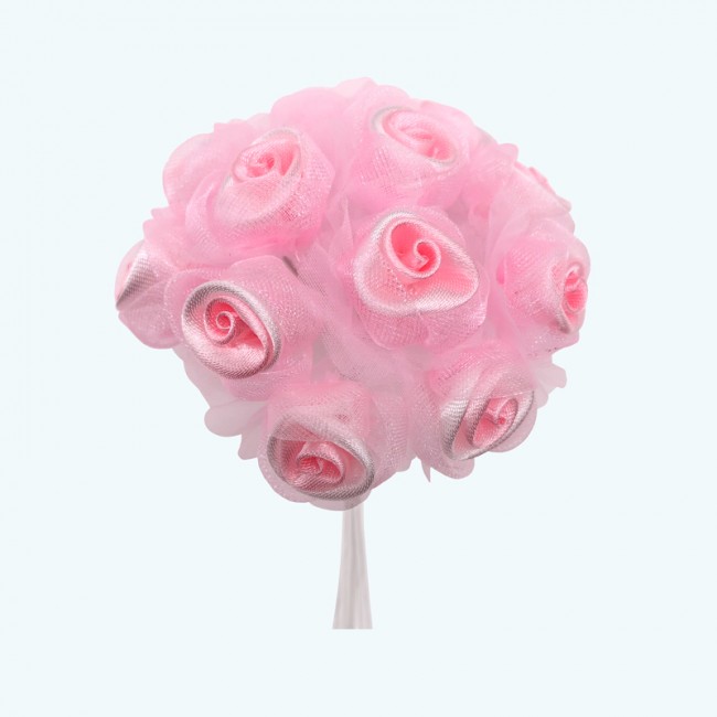 2.5" Diameter Stain Organza Flower 12X12 | Pink 2.5" Diameter Stain Organza Flower 12X12 | Pink